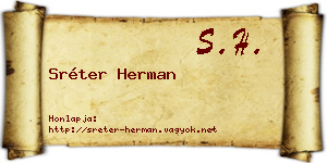 Sréter Herman névjegykártya